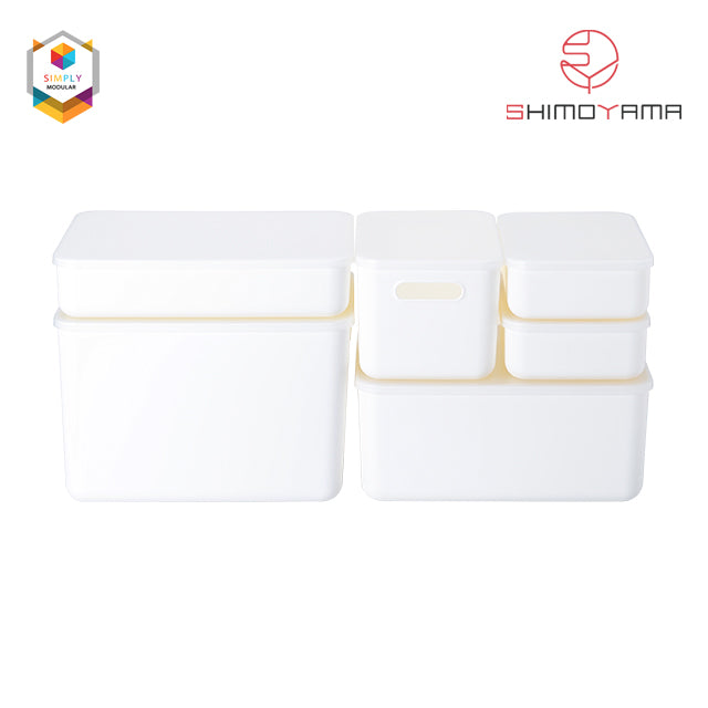 Shimoyama Muji Style Large White Flat Storage Box Organizer with Lid