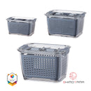 Shimoyama Muji Style Large Gray Drain Basket Food Storage Organizer