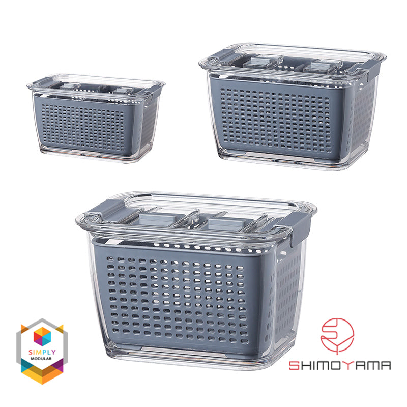 Shimoyama Muji Style Small Gray Drain Basket Food Storage Organizer