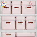 Shimoyama Muji Style Large Pink Handled Plastic Storage Box with Lid