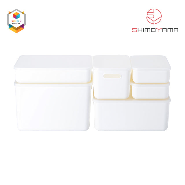 Shimoyama Muji Style Large White Handled Storage Box Organizer with Lid
