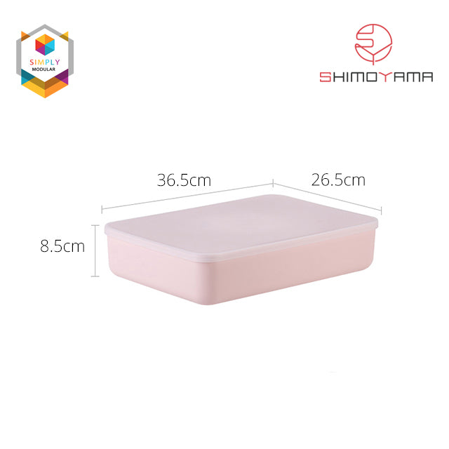 Shimoyama Muji Style Large Pink Flat Plastic Storage Box with Lid