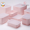 Shimoyama Muji Style Middle Pink Handled Plastic Storage Box with Lid