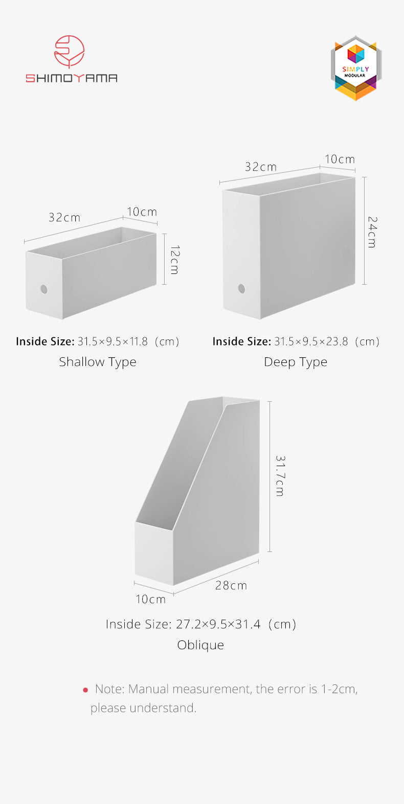 Shimoyama Muji Style File Storage Box-Height 12 cm Plastic Organizer
