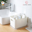 Shimoyama Muji Style Medium White Handled Storage Box Organizer with Lid
