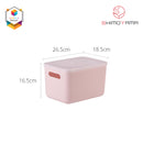 Shimoyama Muji Style Small Pink Handled Plastic Storage Box with Lid