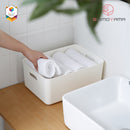 Shimoyama Muji Style Large White Handled Storage Box Organizer with Lid