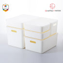 Shimoyama Muji Style Small White Handled Storage Box Organizer with Lid