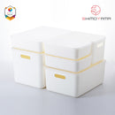 Shimoyama Muji Style Medium White Handled Storage Box Organizer with Lid