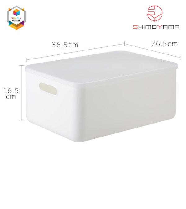 Shimoyama Muji Style Medium White Handled Storage Box Organizer with Lid