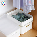 Shimoyama Muji Style Large White Handled Storage Box Organizer with Lid