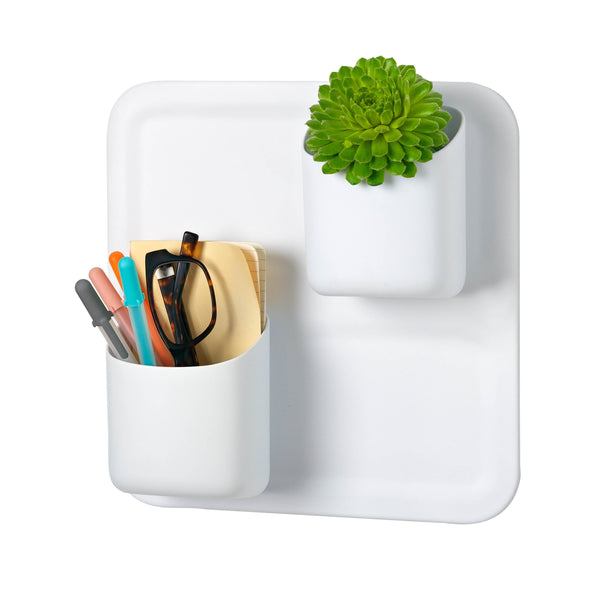 Perch 3-Piece Magnetic Wall Mounted Storage Organizer, White