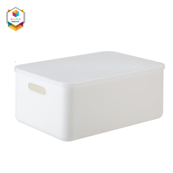 Shimoyama Muji Style Large White Handled Storage Box Organizer with Lid