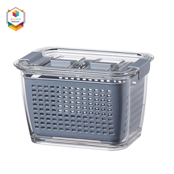 Shimoyama Muji Style Large Gray Drain Basket Food Storage Organizer